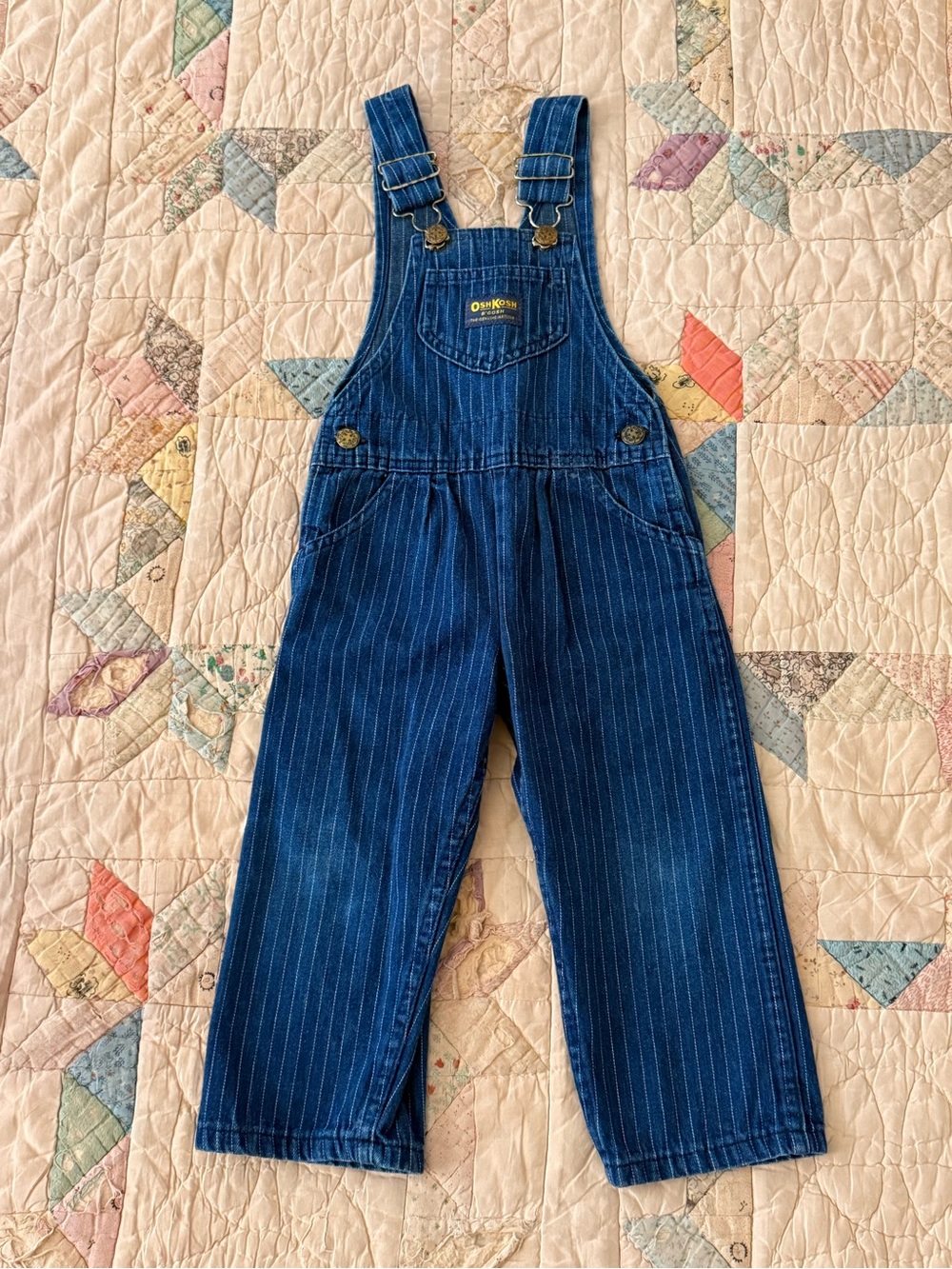 Vintage OshKosh B’Gosh Pinstripe Denim Overalls | Size 3T | Made in USA